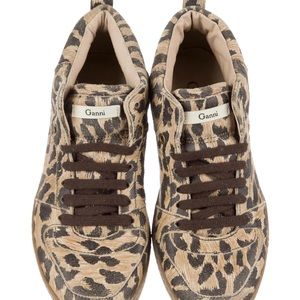 EUC GANNI Liberty Nubuck Leopard Print Sneakers 9/39 (runs small) !! Fits like 8